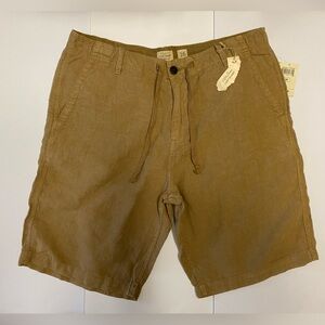 Lucky Brand Men's 100% Linen Shorts tan light brown 36
